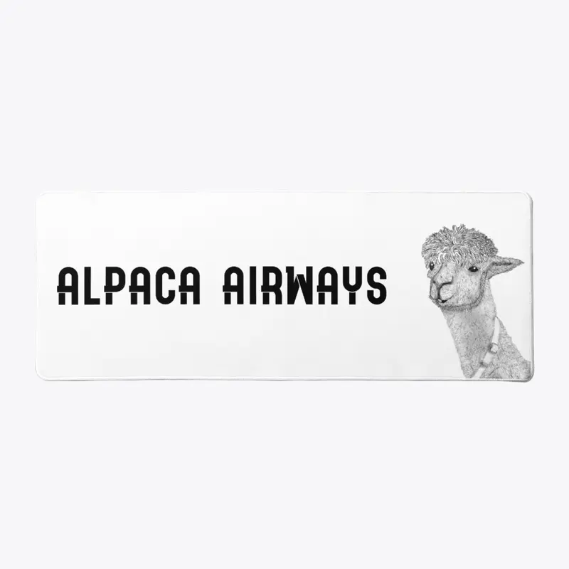 Alpaca Airways Desk Mat Black Text